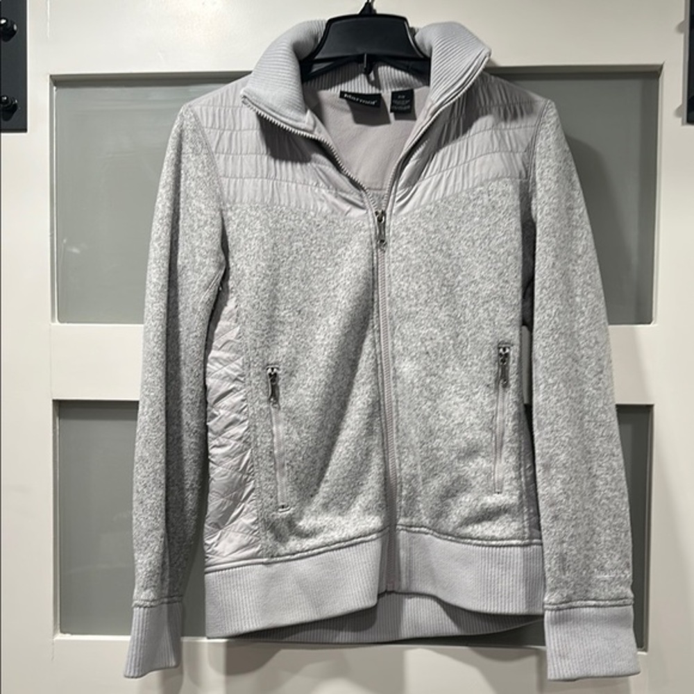 Marmot Gray Bomber Jacket with High Collar and Ribbed Cuffs